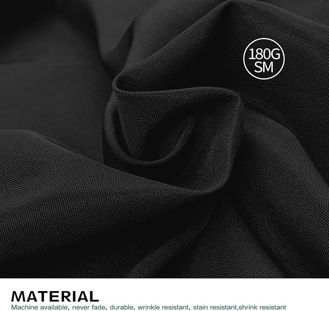 Surmente Black Tablecloth 90 x 132-inch Rectangular Polyester Table Cloth for Weddings, Banquets, or Restaurants