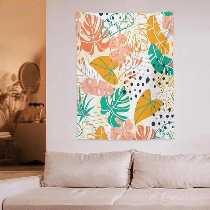 ICMOLYYENLO Tropical Palm Leaves Wall Tapestry, Wall Art for Room Decoration Beautiful Wall Hanging for Bedroom Living Room Dormitory Apartment 60x80 Inch
