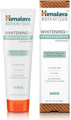 Himalaya Botanique Whitening + Hydroxyapatite Toothpaste for Whiter Teeth & Fresher Breath, Fights Plaque with Hydroxyapatite Support & Mint Flavor, Fluoride Free, SLS Free, & Vegan, 4.0 oz, 2 Pack