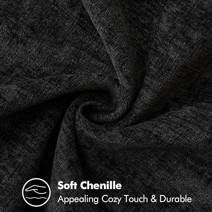 MIULEE Pack of 2 Couch Throw Pillow Covers 18x18 Inch Black Farmhouse Decorative Pillow Covers with Stitched Edge Soft Chenille Solid Dyed Spring Pillow Covers for Sofa Bed Living Room