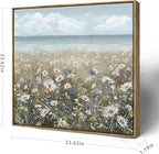 Framed Wall Art for Bedroom Decor Farmhouse Boho Beach Coastal Vintage Floral Ocean Wall Picture Daisy Flowers Sea Canvas Print Nautical Neutral Seascape Artwork for Home Living Room Bedroom Office