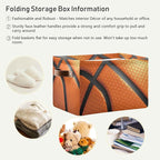 Storage Basket Bin Basketball Organizer Basket Collapsible Shelf Basket Cube with handle for Nursery Bedroom Bathroom, one sizex1