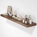 Floating Shelves for Wall, 48"W x 9.3"D x 1.5"H, Wooden Wall Mounted Display Shelf with Invisible Brackets for Living Room, Bedroom, Bathroom, Kitchen Decor and Storage, Set of 1, Rustic Brown