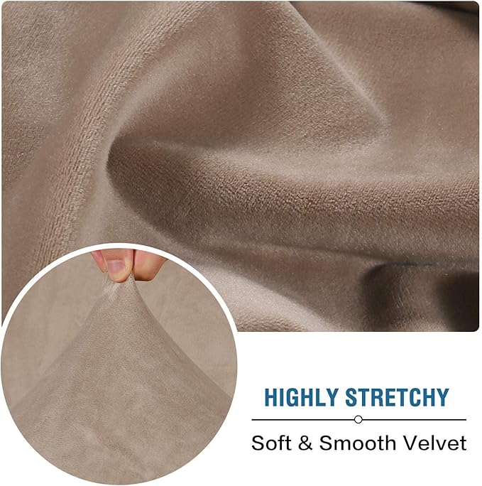 H.VERSAILTEX Velvet Stretch Couch Cushion Cover Plush Cushion Slipcover for Chair Loveseat Sofa Cushion Furniture Protector Seat Cushion Sofa Cover (3 Piece XL Sofa Cushion Covers, Taupe)