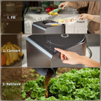 Airthereal Revive Electric Kitchen Composter, SHARKSDEN Tri-Blade, Turn Food Waste and Scraps into Dry Compost Fertilizer for Plants, R500 Gray