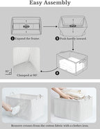 StorageWorks Storage Bins, Fabric Storage Bins for Shelves, Extra Large Storage Baskets with Metal Frame, Closet Baskets and Bins with Handles, Jumbo, Gray and White Stripes, 2-Pack