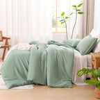 Litanika King Size Comforter Set Sage Green, 3 Pieces Lightweight Solid Comforter King Size, All Season Fluffy Down Alternative Comforter Bed Set Quilt Blanket