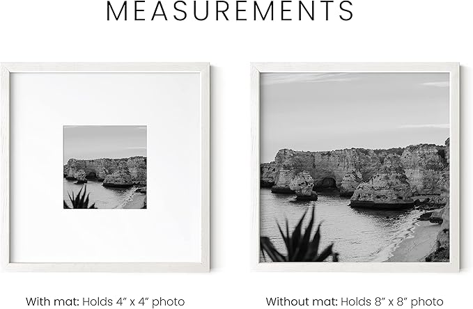 HAUS AND HUES 8x8 Square Picture Frames Set of 15 - Oak Wood Gallery Wall Frames, White