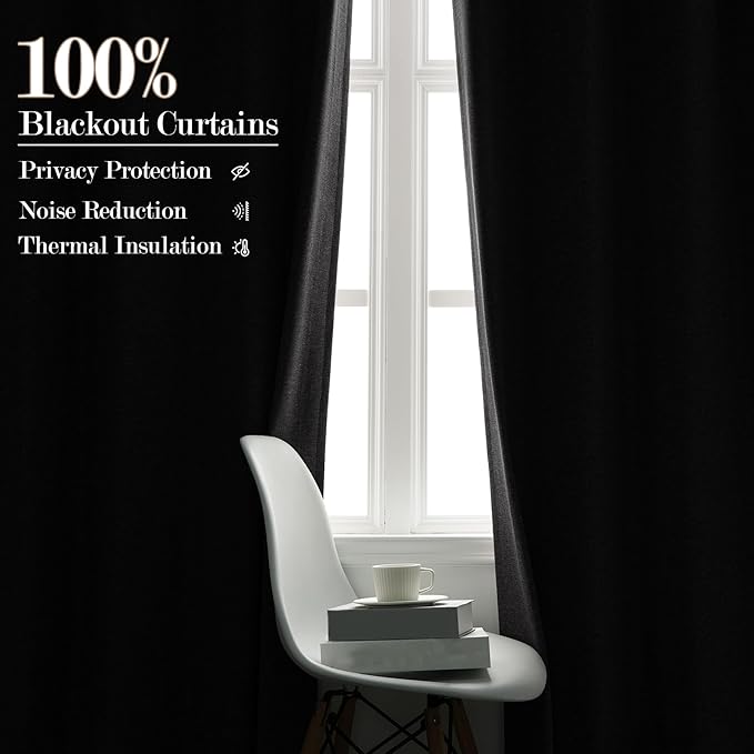 Room Divider Curtains Screen Partitions, Linen Look 100% Blackout Drapery 102 Inches Long, 100" Wide Pinch Pleated Window Drapes, Privacy Protecting, Light Blocking, (1 PC, Gray)