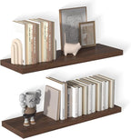 12 Inch Deep Floating Shelves for Wall 2 Pack Floating Shelves Large Storage Space Wall Mount Shelf for Living Room Kitchen Bathroom 36" W x 12" D x 1.2" H Rustic Brown