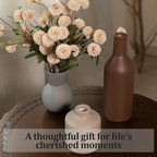 Fake Flowers in Vase for Centerpieces, Faux Flowers in Modern Ceramic Vase Set of 3 with 8 Artificial Autumn Chrysanthemums Home Decor