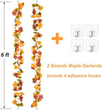 Lvydec 2 Pack Maple Leaves Fall Garland Clearance - 6ft/Strand Artificial Fall Foliage Garland Colorful Autumn Decoration for Home Wedding Party Thanksgiving