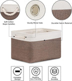 Bidtakay Baskets Fabric Storage Bins for Shelves [3-Pack] Decorative Storage Baskets for Organizing 15 X 11 X 9.5 inches Nursery Closet Foldable Toy Storage Closet Organizer Brown