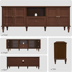 ARTPOWER 67'' Mid-Century Modern TV Stand with Storage Drawer and Doors, Long TV Stand with Adjustable Shelves for 75 Inch TV for Living Room, Bedroom, Brown