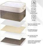 BALEINE 2 Pack Fabric Storage Bins for Shelves, Linen Storage Baskets for Organizing, Decorative Closet Bins for Clothes, Home (Brown, 15"x11"x9.5") ﻿