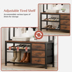 Lulive Hall Tree with Bench and Shoe Storage, 31.5" Coat Rack Freestanding with 2-Tier Storage Shelf, 6-in-1 Entryway Bench Coat Rack with 12 Hooks and 3 Drawers(Rustic Brown)