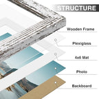 Vittanly 5x7 Picture Frames Set of 9, Shatter Resistant Plexiglass, Display 4x6 Pictures with Mat or 5x7 without Mat, Photo Frames for Wall or Tabletop, Engineered Wood, Distressed White