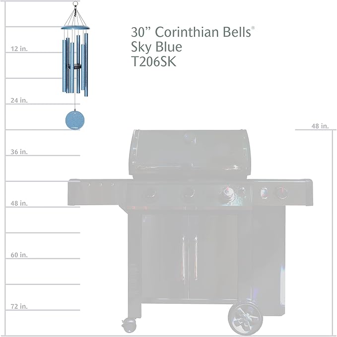 Corinthian Bells by Wind River - 30 inch Sky Blue Wind Chime for Patio, Backyard, Garden, and Outdoor Decor (Aluminum Chime) Made in The USA