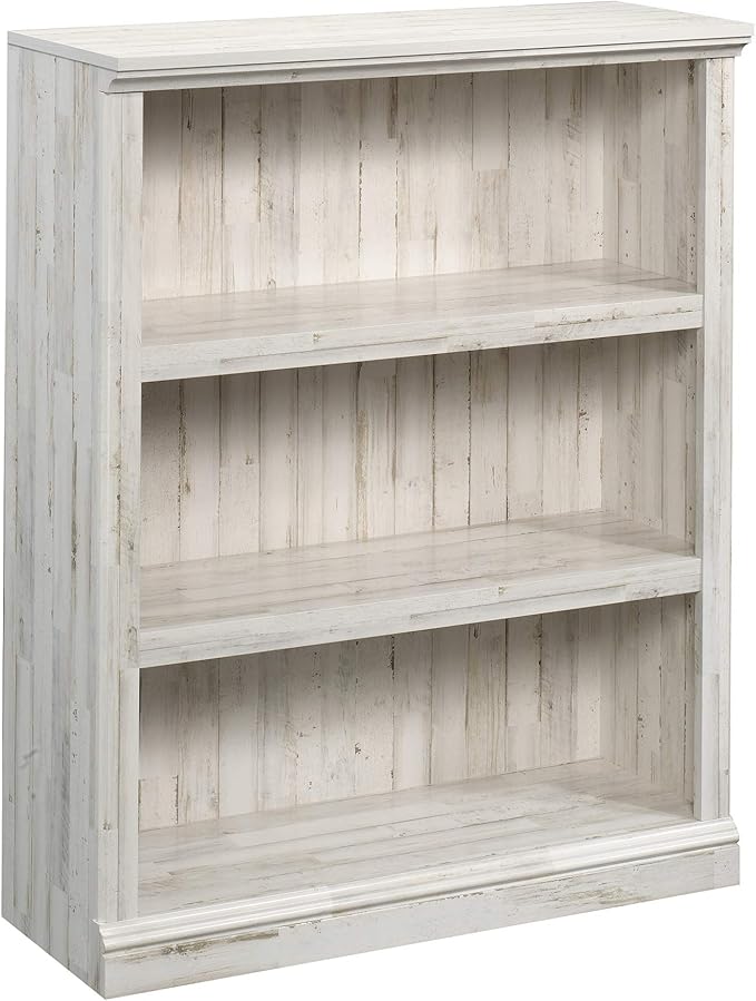 Sauder 3 Tier Book Shelf Wooden Bookcase Multipurpose Bookshelf for Home Office, Living Room, in White Plank
