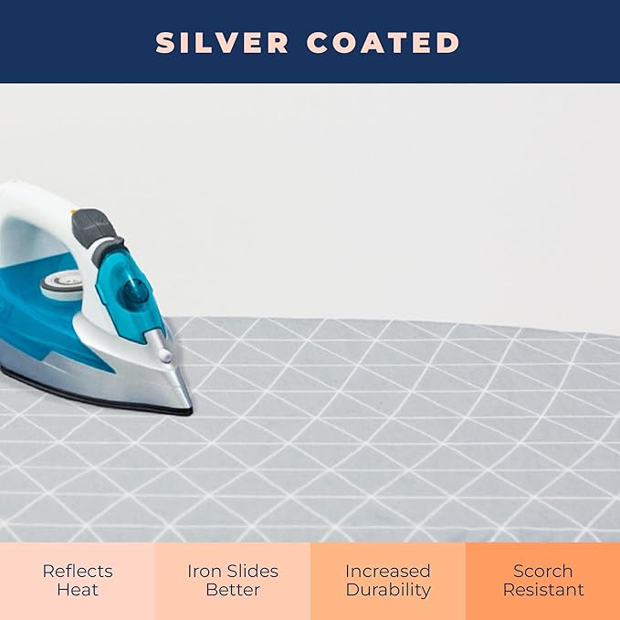 Happhom 13 x 43 Ironing Board Cover and Pad Extra Thick Heavy Duty Padded with Extra White Superior Felt Scorch and Stain Resistant with Elasticized Edges, Compatible with 12"-14" Wide 42"-44" Length