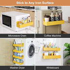 Magnetic Spice Rack for Refrigerator, Kitchen Organizer and Storage Shelf, Yellow(4 Pack)…