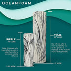 Oceanfoam Tidal Roller - Black Marbled - Muscle Massage Foam Roller for Back Pain & Stretching - Firm and Ergonomic Wide Wave Textured - Yoga, Athletics, & Wellness - Full Size, 20" x 5"