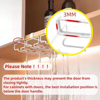 LINFIDITE 2 Pack Wine Glass Holder Stemware Rack Hanger Under Cabinet Wine Glass Rack Kitchen Hanging Storage Rack Organizer,White