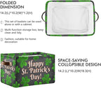 Storage Basket Happy St Patrick's Day Cube Storage Bins Organizer Bag Collapsible Closet Shelf Baskets with handle for Baby Cloth Pet Toy Book 14.2×10.2×8.3 IN