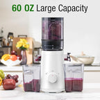 Juicer Machines, TUUMIIST Cold Press Juicer with 5.3" Extra Large Feed Chute Fit Whole Fruits & Vegetables Easy to Clean, High Juice Yield, BPA Free (White)