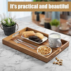 Acacia Wood Serving Tray with Handles - 17-Inch Large Wooden Tray for Ottoman - Perfect for Breakfast, Lunch, Dinner, Appetizers, Patio, Ottoman, Coffee Table,BBQ, Party – Great for Lap &Couch ﻿