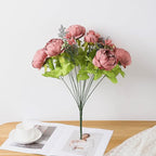 Duovlo Artificial Peony Silk Flowers Fake Flowers Vintage Wedding Home Decoration,Pack of 1 (Rosy Brown)