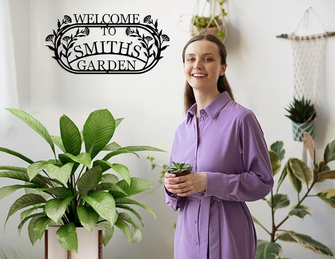 YTDESIGN Personalized Garden Sign, 42.0 x 12.0 inches, Stainless Steel, Decorative Outdoor Signage
