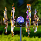 Solar Wind Spinners for Yard and Garden - 360° Metal Large Wind Sculptures Outdoor Clearance Kinetic Windmills with 4 Layer Jeweled Blades for Patio, Lawn Garden Decoration - 54Inch