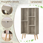 5 Cube Small Bookshelf - 3 Tier Mid-Century Modern Rustic Grey