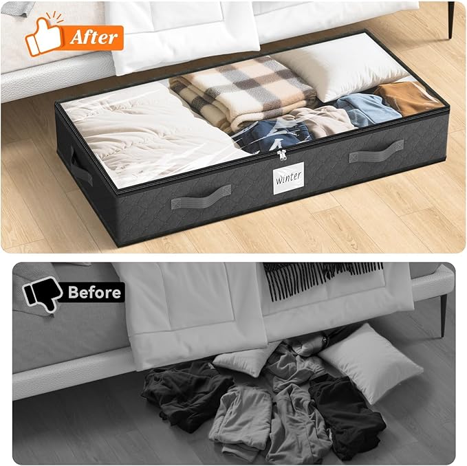 Under Bed Storage Containers 90L 8-Pack - 39x20x16 Inch by SpaceWhisper