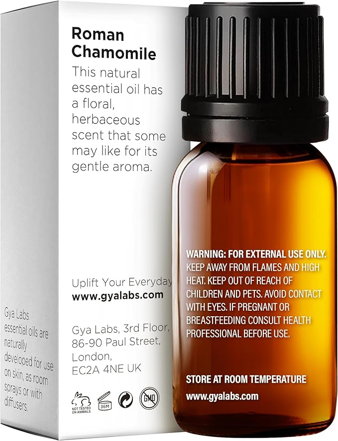 Gya Labs Roman Chamomile Essential Oil for Diffuser - 0.34 Fl Oz - 100% Pure Natural Roman Chamomile Oil for Skin, Hair, Face, Aromatherapy & Candle Making Scent