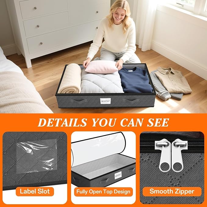 Under Bed Storage Containers 90L 2-Pack - 39x20x7 Inch by SpaceWhisper