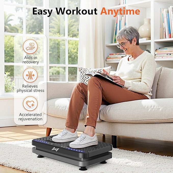 AXV Vibration Plate Fitness Platform Exercise Machine Vibrating Lymphatic Drainage Shaking Full Body Shaker Workout Vibrate Stand Shake Board Sport Gym for Weight Loss Fat Burner for Women Men