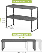 Expandable Cabinet Organizer Shelf With Adjustable Height, Stackable Kitchen Countertop Organizer Rack, Adjustable Shelf Riser For Kitchen Counter, Pantry, Cupboard, Desk, Tabletop