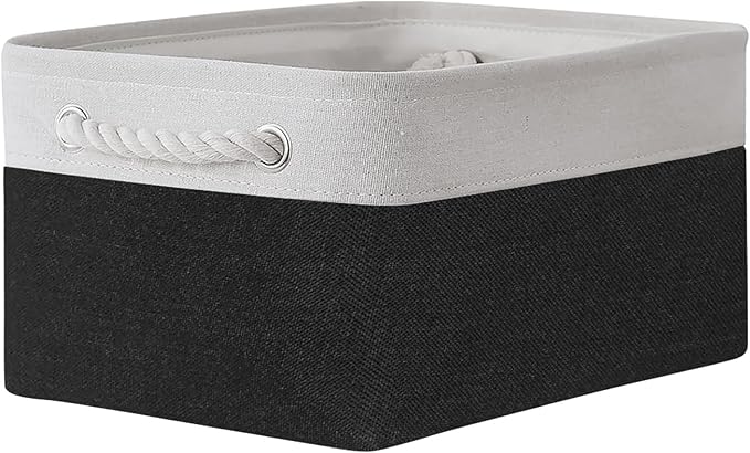 TheWarmHome Storage Bins for Shelves - 1 Pack 13.8x9.7x6.7 inch Storage Basket for Organizing for Closet Organizer Cubes Laundry Cloth Nursery (White & Black)