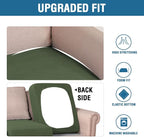H.VERSAILTEX Super Stretch Individual Seat Cushion Covers Sofa Covers Couch Slipcover Sets Thick Jacquard Textured Twill Fabric (3 Piece Sofa Cushion Covers, Bronze Green)