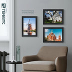9x12 Frame 3 Pack - Black Woodgrain, 9 x 12 Picture Frame with HD Tempered Glass, Table or Wall Display