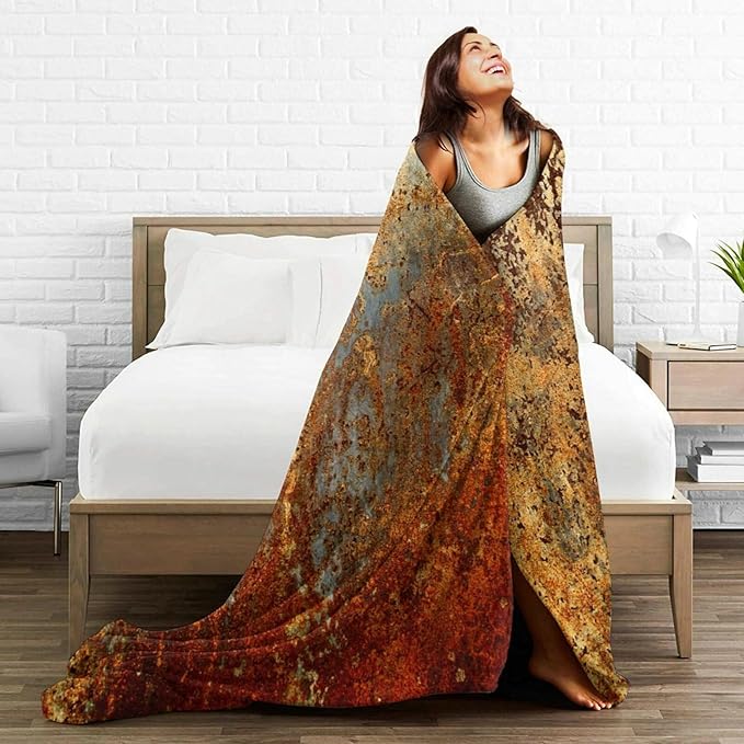HGOD DESIGNS Brown Rust Colorful Metal Rusty Steel Iron Structure Blanket Throw Blanket Soft Comfortable for Sofa Chair Bed Office 40" x50