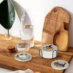 Halloween Coaster for Drinks Set of 6 with Metal Holder and Cork Base Ceramic Drink Coasters Absorbent Cup Mat Non-Slip for Home Kitchen Office Table Decor, 4 Inch
