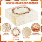 Homlouue 200 Pcs Fall Paper Plates and Napkins, Watercolor Disposable Dinnerware Set, Autumn Leaves Thanksgiving Party Supplies, Serve 50 Guests
