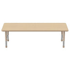 FDP Rectangle Activity School and Classroom Kids Table (30 x 72 inch), Chunky Sand Toddler Leg, Adjustable Height 15-24 inches - Maple Top and Maple Edge