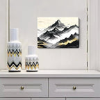 amatop Black and White Mountain Wall Art – Minimalist Modern Landscape Canvas Print Nature Scene Picture Bathroom Bedroom Office Wall Decor, Small Tranquil Misty Hills Zen Artwork for men, 16x12 Inch