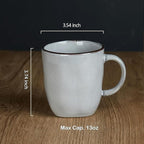 famiware Coffee Mugs Set of 4, Ocean Square 13oz Coffee Cup Set with Handle for Cocoa, Milk, Hot Chocolate, Tea, Water, Stoneware Cups for Kitchen, Microwave and Dishwasher Safe, Grey
