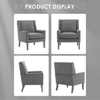 COLAMY Modern Wingback Living Room Chair, Upholstered Fabric Accent Armchair, Single Sofa Chair with Lounge Seat and Wood Legs for Bedroom/Office/Reading Spaces, Gery