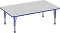 Factory Direct Partners FDP Rectangle Activity School and Classroom Kids Table (36 x 60 inch), Toddler Leg, Adjustable Height 15-24 inches - Gray Top and Blue Edge